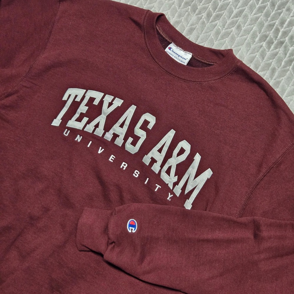 Champion Texas A&M University Sweatshirt Mens Large Maroon Crewneck Aggies NCAA